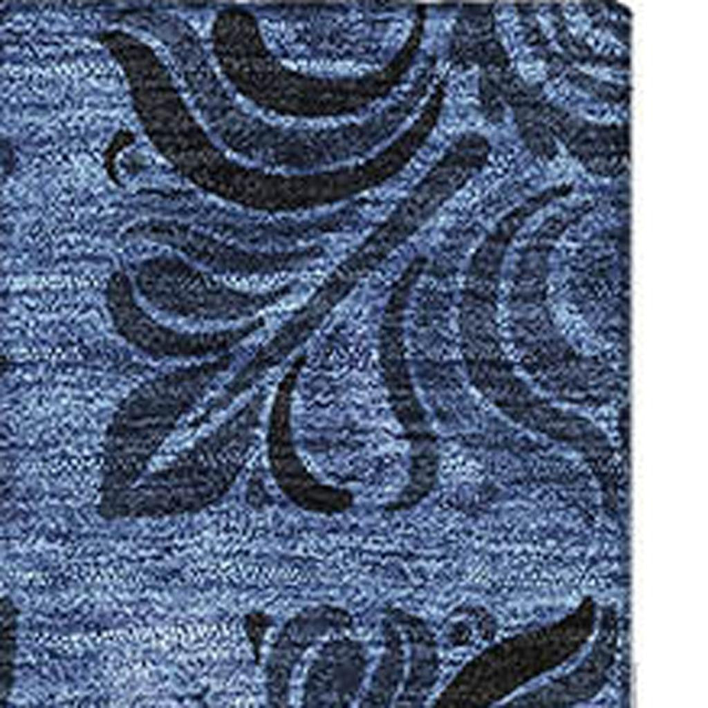 10' X 14' Denim Blue And Charcoal Medallion Washable Area Rug With UV Protection