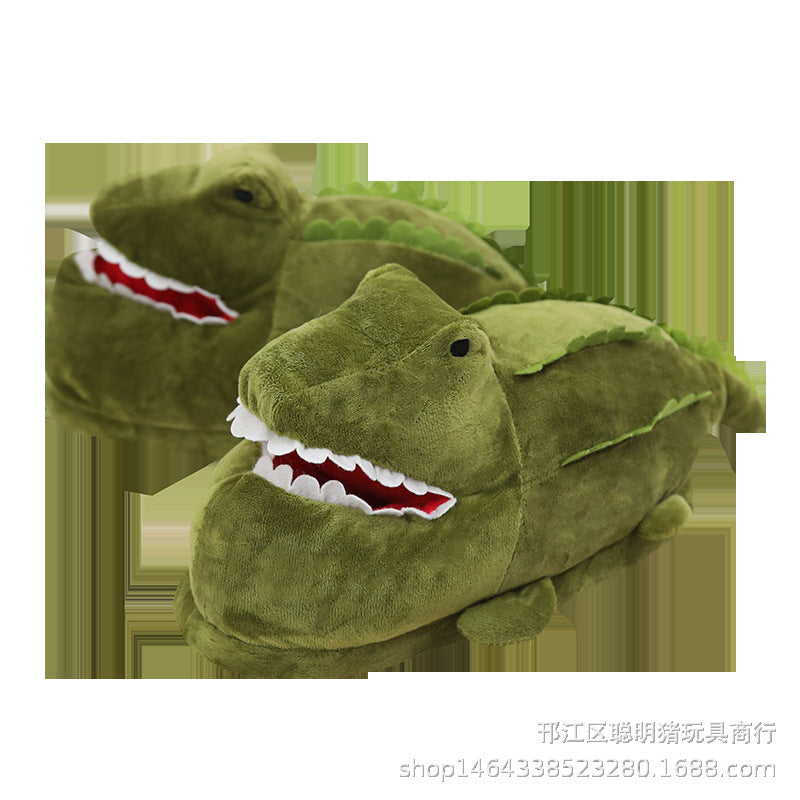 New Crocodile Plush Cotton Slippers Indoor Home Shark Slippers Creative Funny Big Cotton Shoes