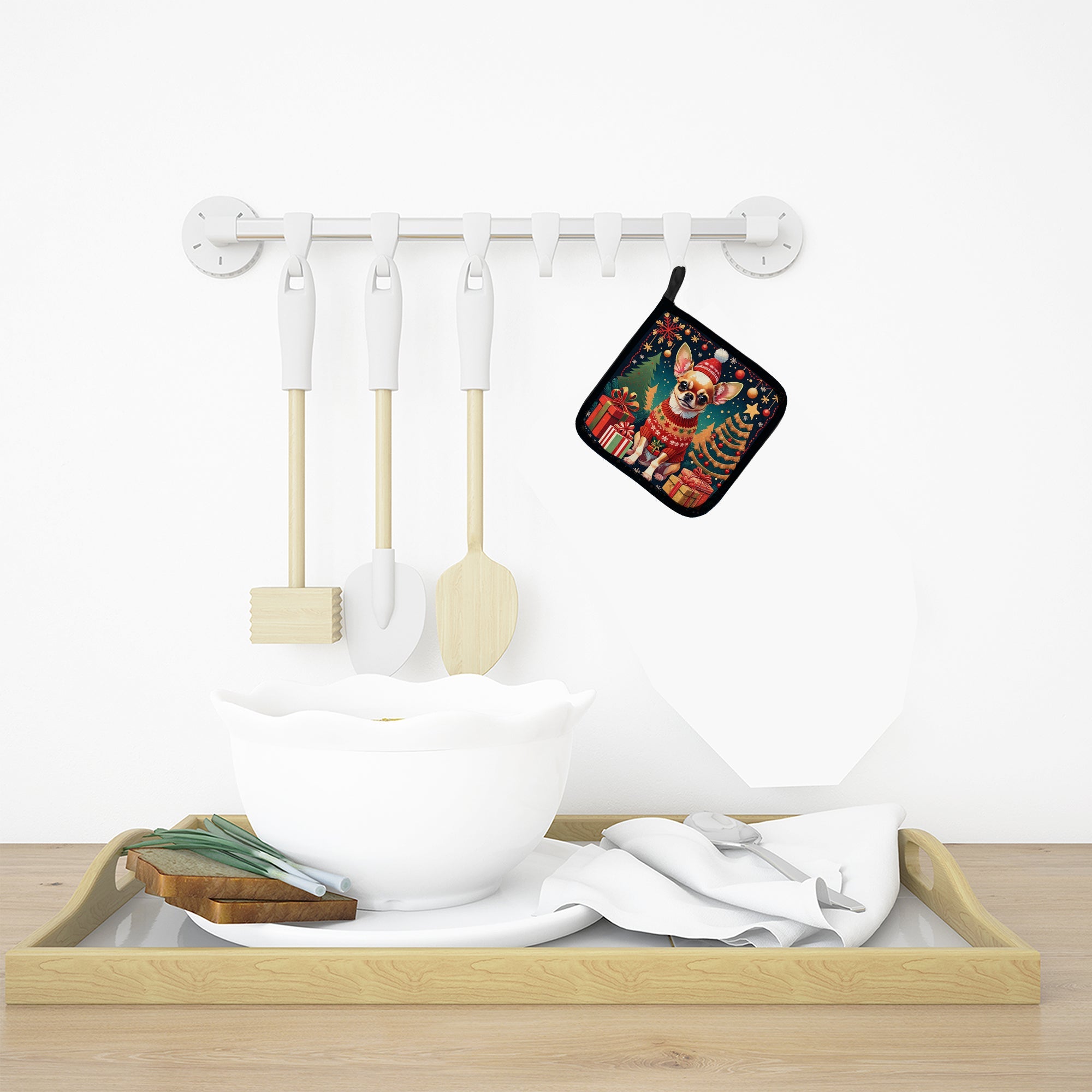 Chihuahua Christmas Pair of Pot Holders