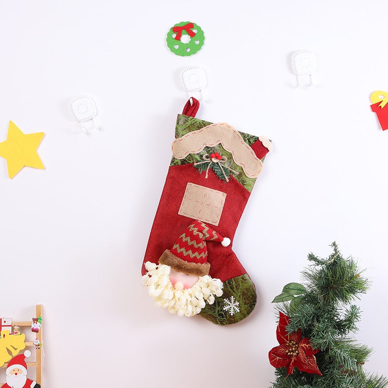 New Large Christmas Socks Candy Bag Pendant House Socks Christmas Decorations Christmas Socks Gift Bag