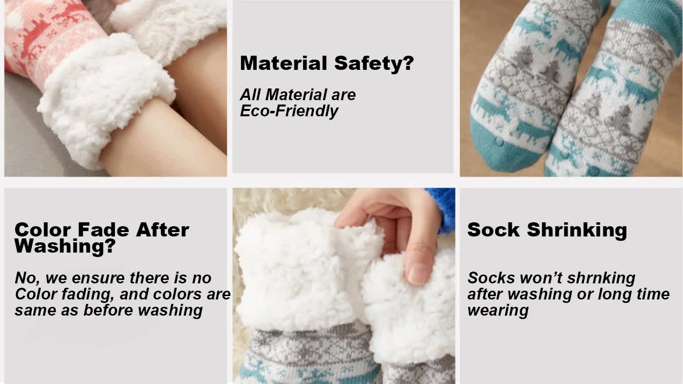 NNEDSZ Festive Plush Christmas Socks , Warm Winter Slipper Socks with Snowflake Pattern, Non-slip floor socks Red Snowflake